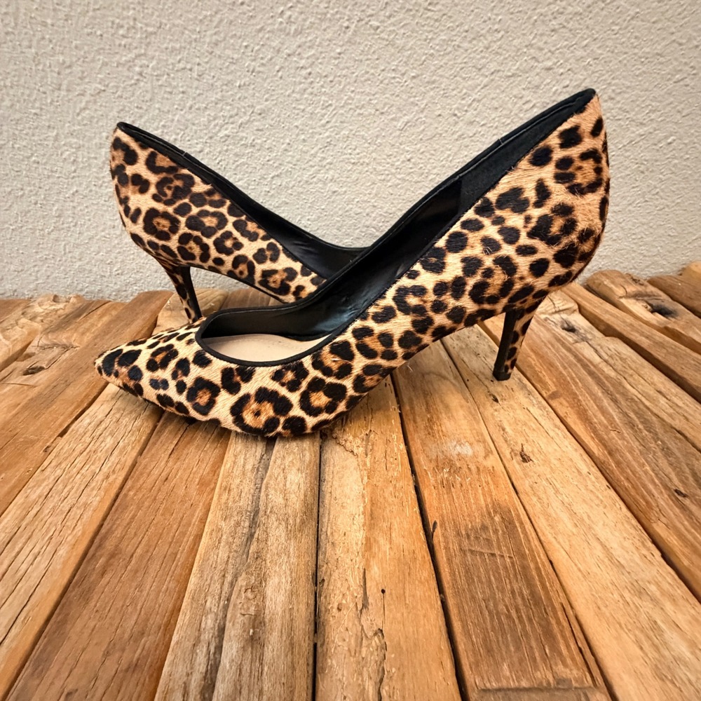 Alfani Step N Flex Leopard Print Calf Hair Pointed Toe Pumps Mens 9M Heel Heels - Picture 4 of 7